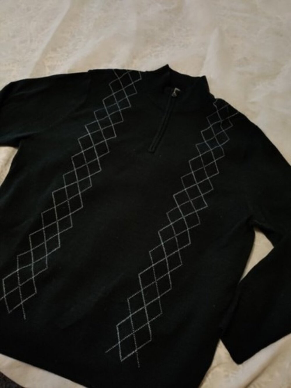 Dockers Sweater Mens Large Long Sleeve 1/4 Zip Knit Argyle